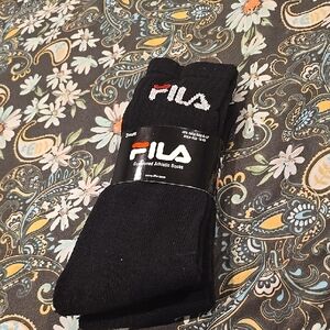 ❤️10/$16 New 3 Pack Fila Men's Black Athletic Socks